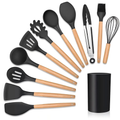KIT de Utensílios Para Cozinha em Silicone e Bambu 12 Peças